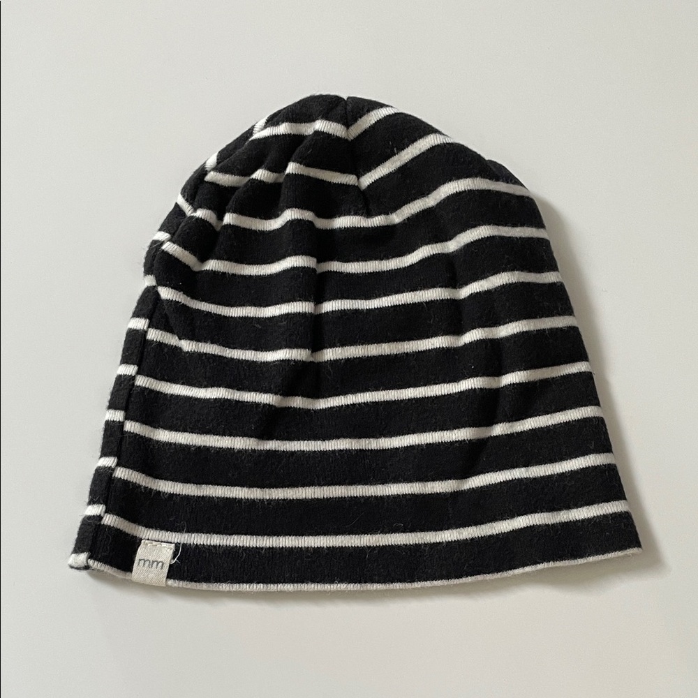 Mini Mioche Striped Black & White Kids Beanie Hat 12M